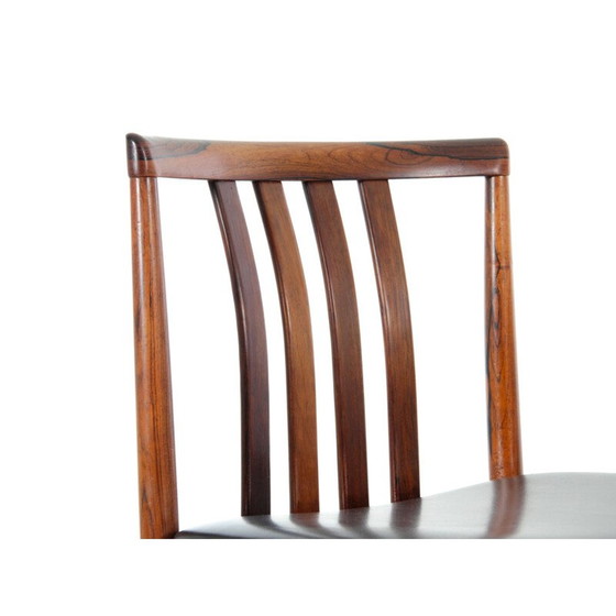 Image 1 of Ensemble de 4 chaises vintage scandinaves en bois de rose et cuir par Westnofa
