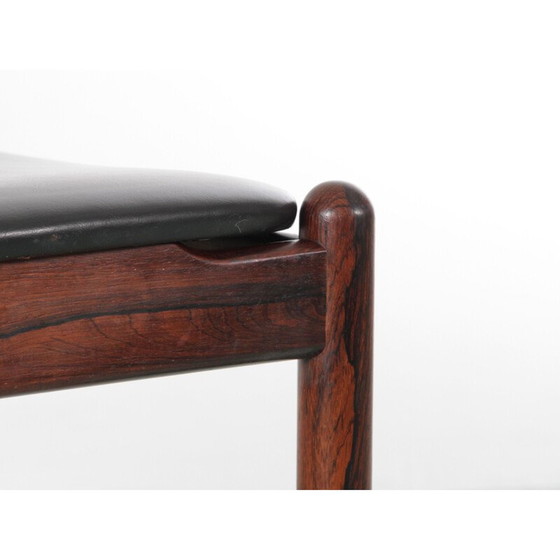 Image 1 of Ensemble de 4 chaises vintage scandinaves en bois de rose et cuir par Westnofa