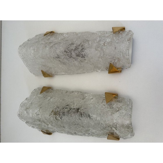 Image 1 of Paire d'appliques vintage en verre givré et métal par Jt Kalmar, 1970