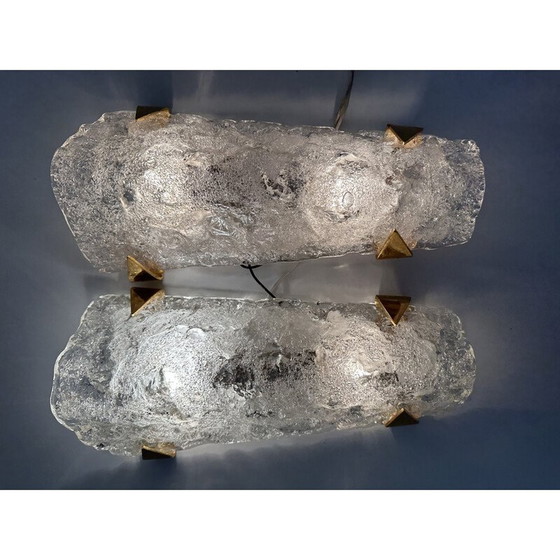 Image 1 of Paire d'appliques vintage en verre givré et métal par Jt Kalmar, 1970