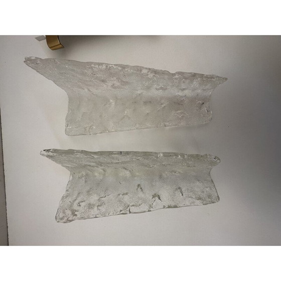 Image 1 of Paire d'appliques vintage en verre givré et métal par Jt Kalmar, 1970