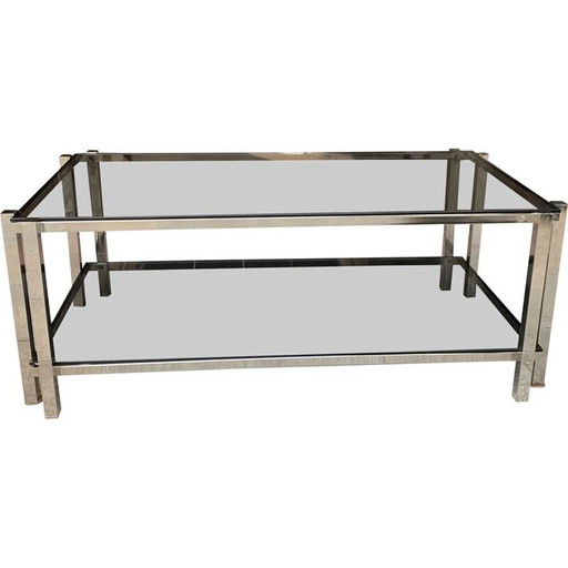 Table basse vintage à double plateau par Jacques Adnet, 1980