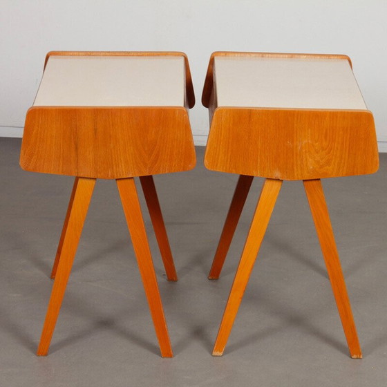 Image 1 of Paire de tables de nuit vintage en bois et formica, 1970