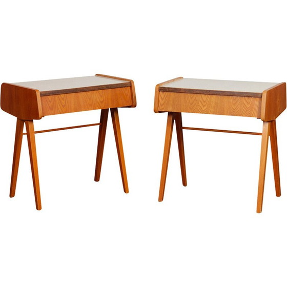 Image 1 of Paire de tables de nuit vintage en bois et formica, 1970