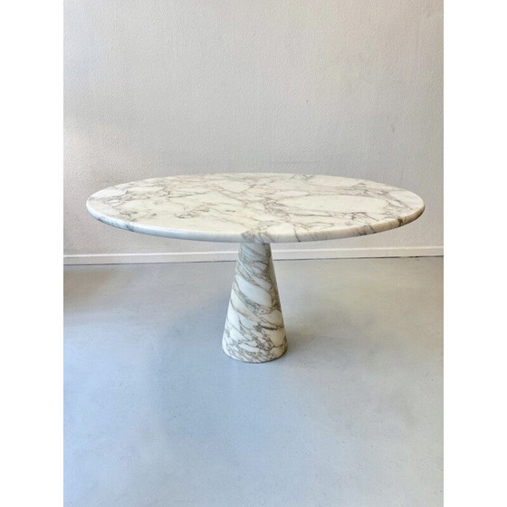 Image 1 of Table ronde vintage en marbre Arabescato par Angelo Mangiarotti pour Skipper, Italie 1980