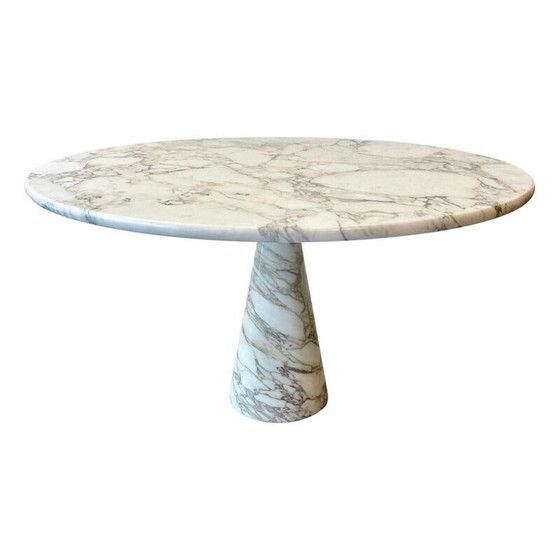 Image 1 of Table ronde vintage en marbre Arabescato par Angelo Mangiarotti pour Skipper, Italie 1980