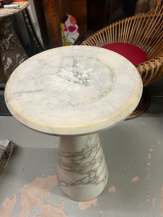 Image 1 of Table ronde vintage en marbre Arabescato par Angelo Mangiarotti pour Skipper, Italie 1980