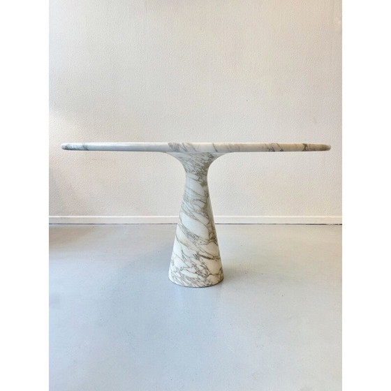 Image 1 of Table ronde vintage en marbre Arabescato par Angelo Mangiarotti pour Skipper, Italie 1980