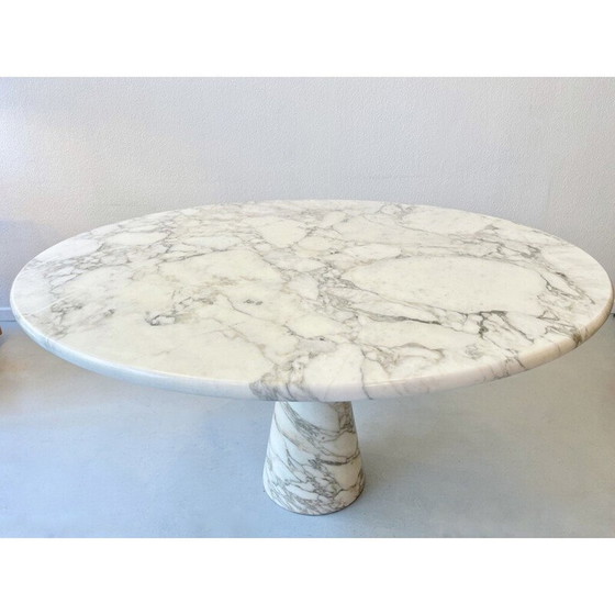 Image 1 of Table ronde vintage en marbre Arabescato par Angelo Mangiarotti pour Skipper, Italie 1980