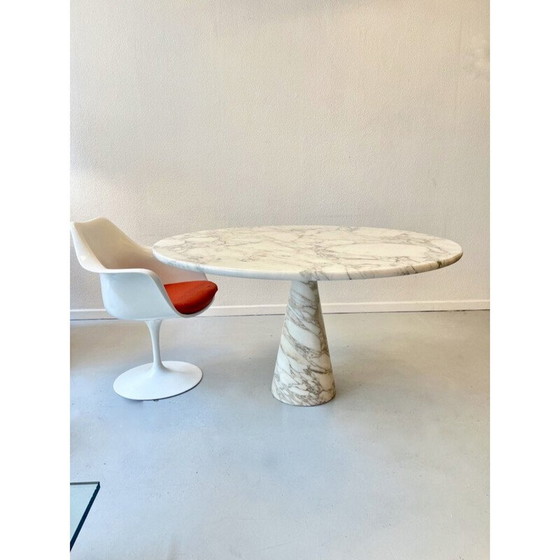 Image 1 of Table ronde vintage en marbre Arabescato par Angelo Mangiarotti pour Skipper, Italie 1980