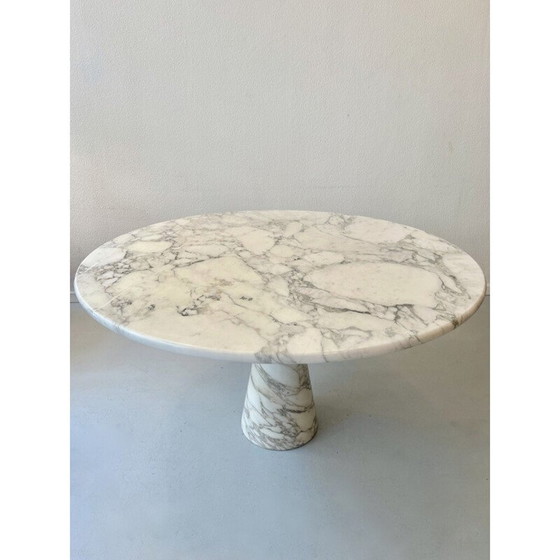 Image 1 of Table ronde vintage en marbre Arabescato par Angelo Mangiarotti pour Skipper, Italie 1980