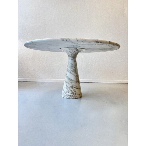 Image 1 of Table ronde vintage en marbre Arabescato par Angelo Mangiarotti pour Skipper, Italie 1980
