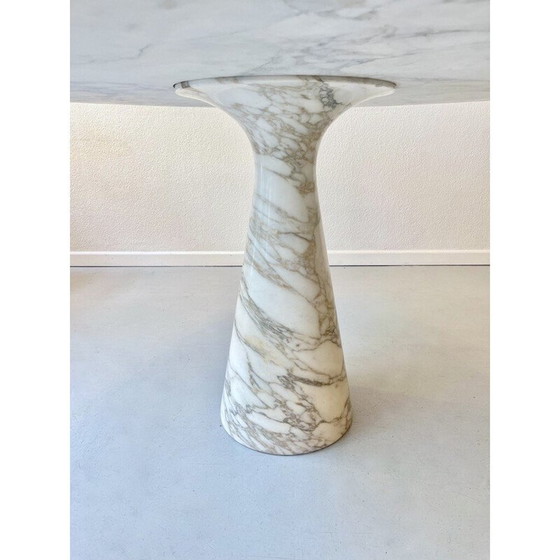 Image 1 of Table ronde vintage en marbre Arabescato par Angelo Mangiarotti pour Skipper, Italie 1980