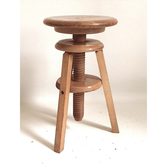 Image 1 of Tabouret d'atelier vintage en hêtre vissé, 1950