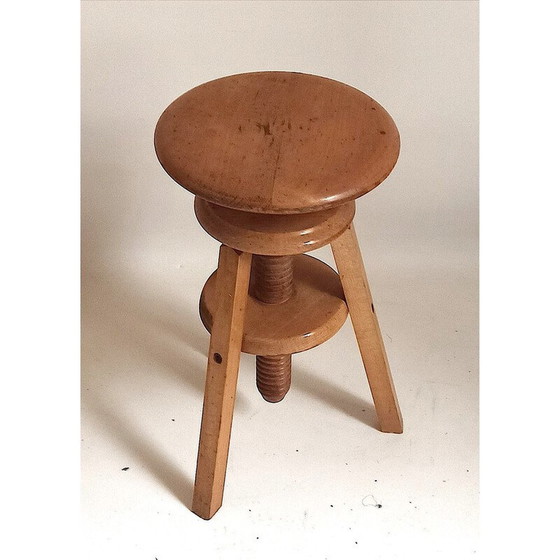 Image 1 of Tabouret d'atelier vintage en hêtre vissé, 1950