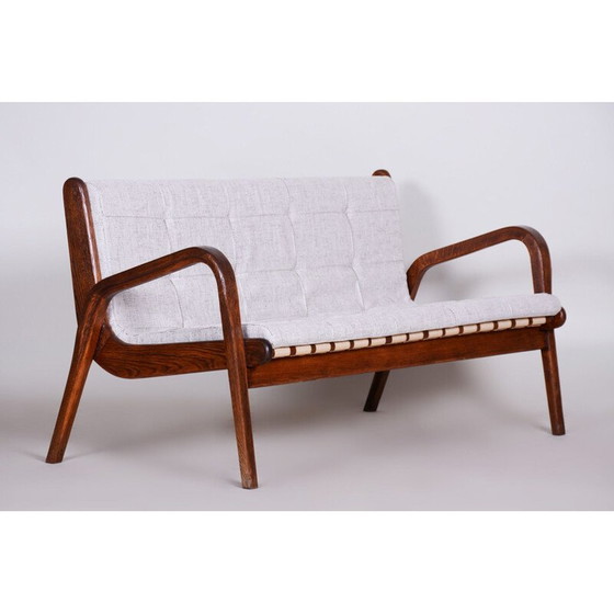 Image 1 of Canapé du milieu du siècle en bois de hêtre et rembourré par Jan Vanek, années 1950