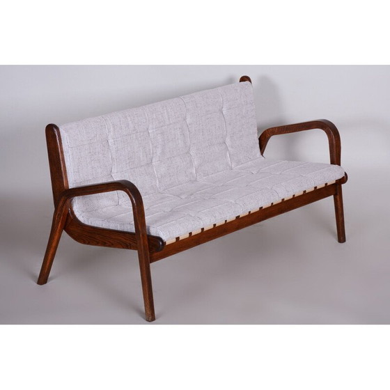 Image 1 of Canapé du milieu du siècle en bois de hêtre et rembourré par Jan Vanek, années 1950