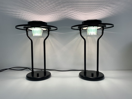 Ensemble de 2 lampes de table post-modernes minimalistes, 1980's