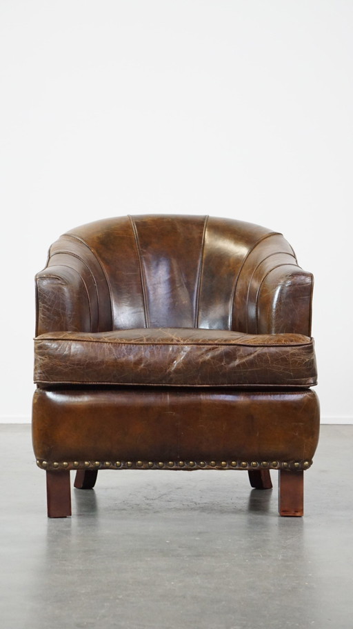 Fauteuil en cuir de boeuf