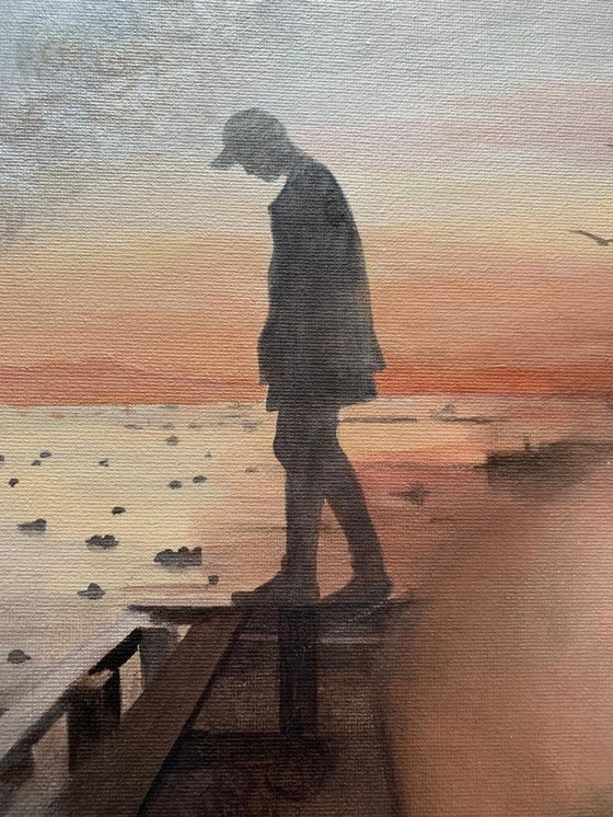 Image 1 of Acryl Auf Platte 50X50 Cm - Handsigniert - L'harmonie entre la ville et la nature