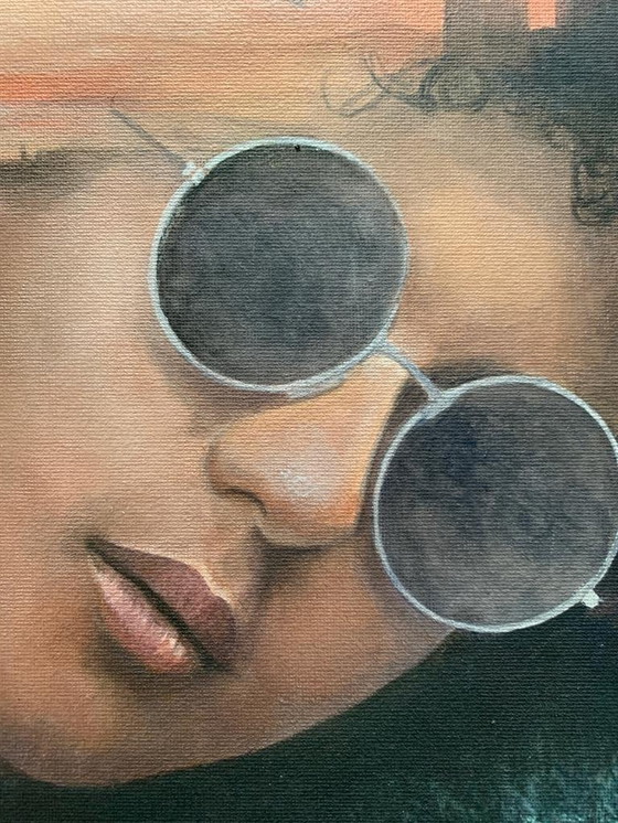 Image 1 of Acryl Auf Platte 50X50 Cm - Handsigniert - L'harmonie entre la ville et la nature