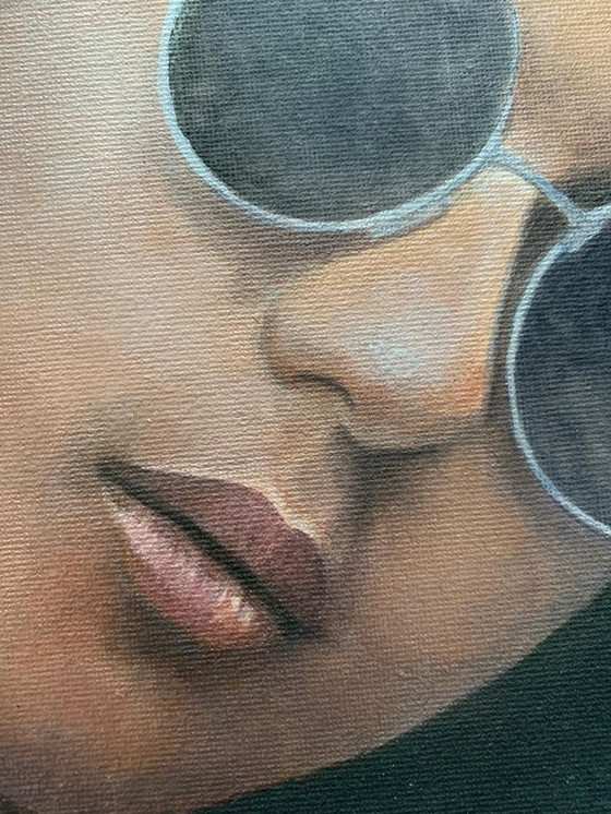 Image 1 of Acryl Auf Platte 50X50 Cm - Handsigniert - L'harmonie entre la ville et la nature