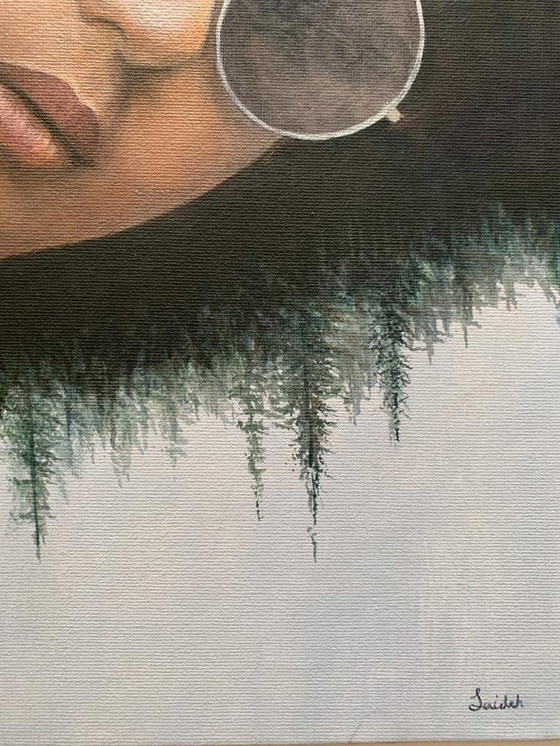 Image 1 of Acryl Auf Platte 50X50 Cm - Handsigniert - L'harmonie entre la ville et la nature