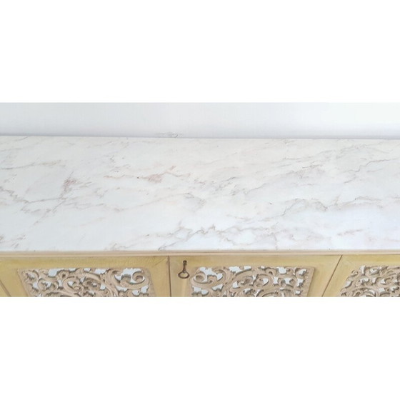 Image 1 of Buffet vintage en parchemin avec base en marbre, Italie1959