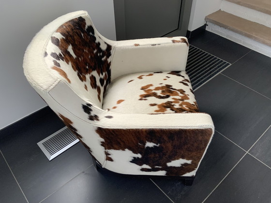 Image 1 of Chaise design en cuir de vache