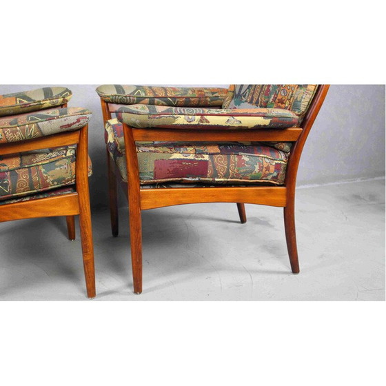 Image 1 of Fauteuil du milieu du siècle en bois de rose et tissu multicolore de Gote Mobler