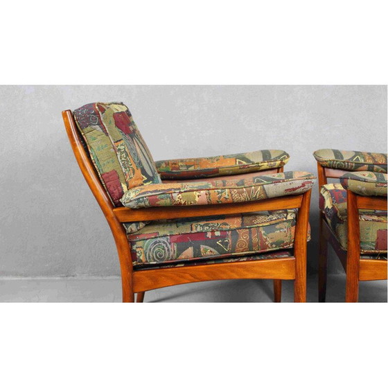 Image 1 of Fauteuil du milieu du siècle en bois de rose et tissu multicolore de Gote Mobler