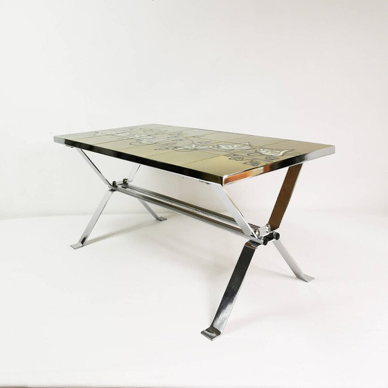 Image 1 of Table basse vintage avec plateau en céramique, Belgique 1960