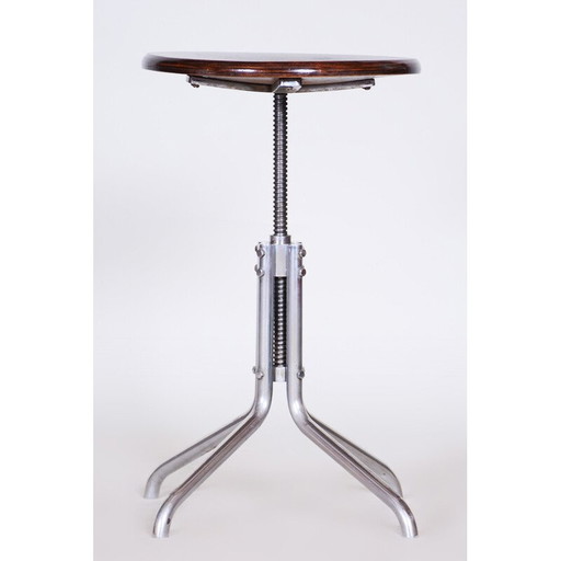 Tabouret de piano pivotant vintage en hêtre par Mücke Melder, Tchécoslovaquie 1930