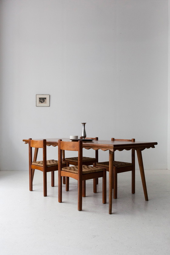 Image 1 of Table de salle à manger en chêne à volants, 1950S