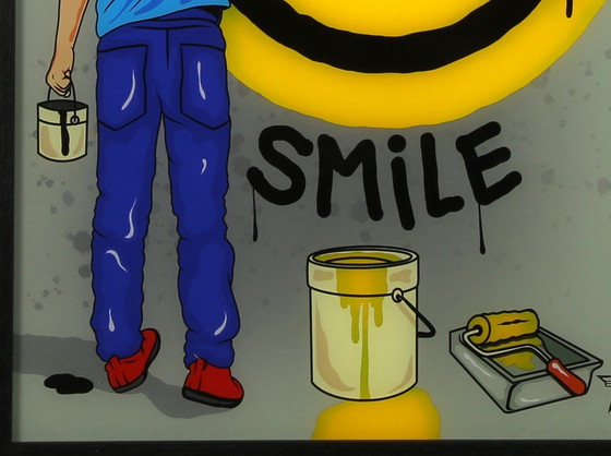 Image 1 of R.F.Art - Smile - Lightbox - Signé à la main - Construction 3D Dans un cadre en bois