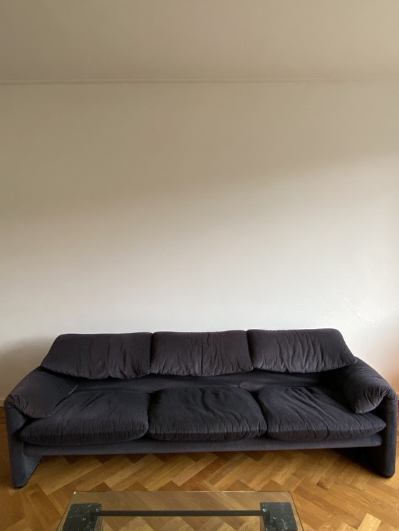 Image 1 of Cassina Maralunga Velvet 3-Seater Sofa Vintage Vico Magistretti