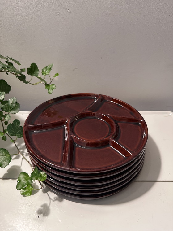 Image 1 of Assiettes à fondue vintage en céramique