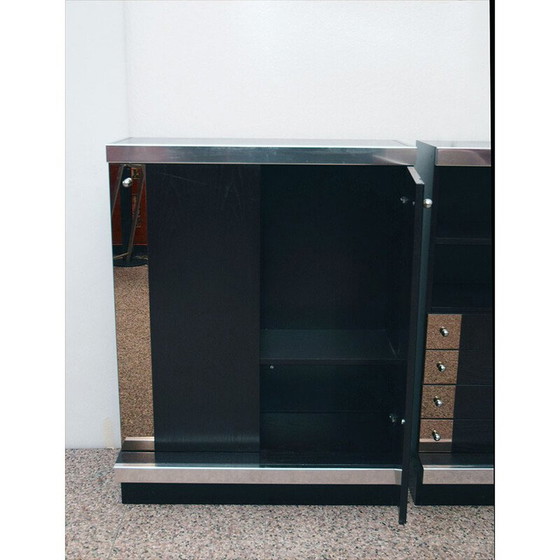 Image 1 of Buffet modulaire vintage en bois de wengé, acier et miroir par Sormani, 1970