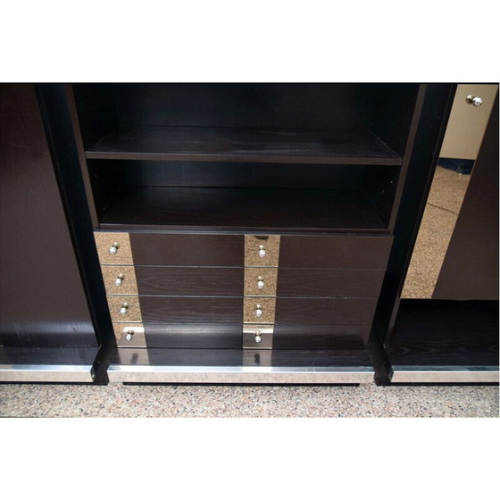 Image 1 of Buffet modulaire vintage en bois de wengé, acier et miroir par Sormani, 1970