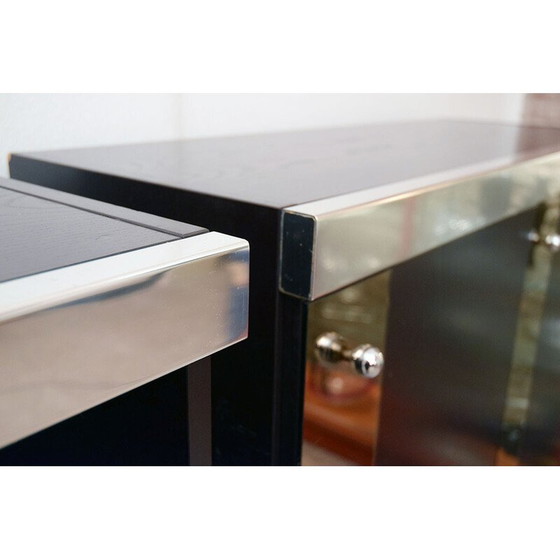 Image 1 of Buffet modulaire vintage en bois de wengé, acier et miroir par Sormani, 1970
