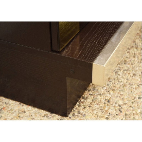 Image 1 of Buffet modulaire vintage en bois de wengé, acier et miroir par Sormani, 1970