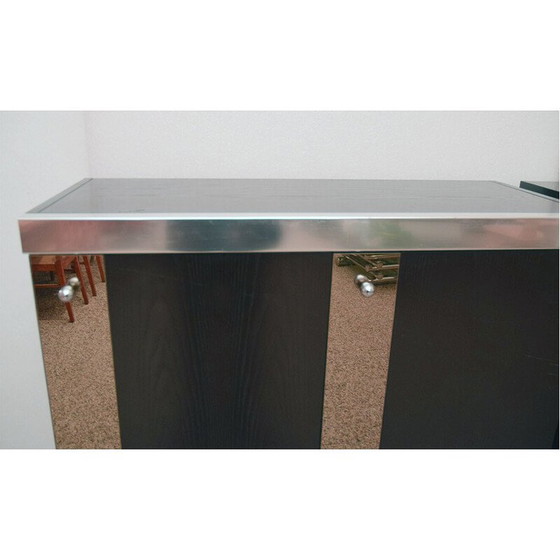 Image 1 of Buffet modulaire vintage en bois de wengé, acier et miroir par Sormani, 1970
