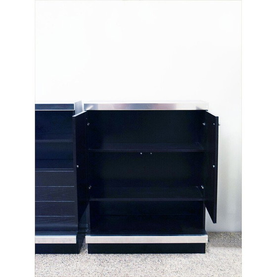 Image 1 of Buffet modulaire vintage en bois de wengé, acier et miroir par Sormani, 1970