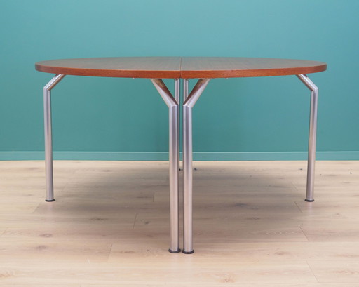 Table demi-ronde en teck, design danois, années 1970, fabricant : Bent Krogh