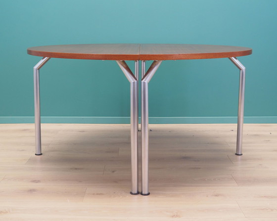 Image 1 of Table demi-ronde en teck, design danois, années 1970, fabricant : Bent Krogh