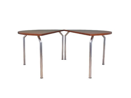 Table demi-ronde en teck, design danois, années 1970, fabricant : Bent Krogh