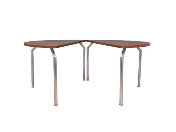 Image 1 of Table demi-ronde en teck, design danois, années 1970, fabricant : Bent Krogh