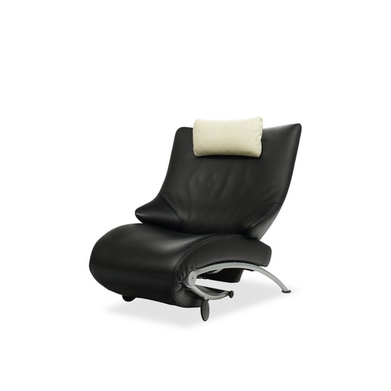 Image 1 of Wk Wohnen Solo 699 Fauteuil en cuir / chaise longue | Noir / Blanc crème | N° 1/2