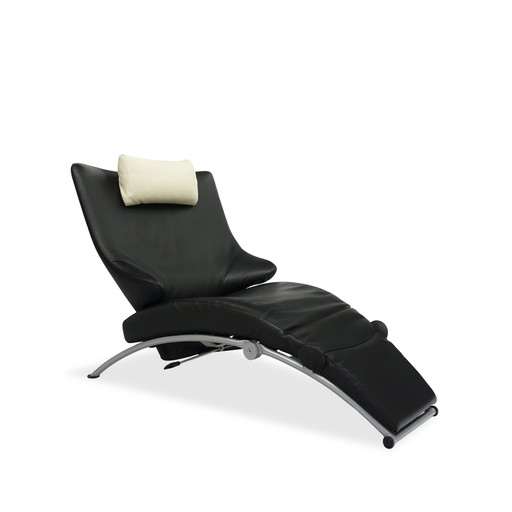 Wk Wohnen Solo 699 Fauteuil en cuir / chaise longue | Noir / Blanc crème | N° 1/2