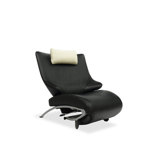 Wk Wohnen Solo 699 Fauteuil en cuir / chaise longue | Noir / Blanc crème | N° 1/2